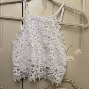White Floral Lace Halter Top